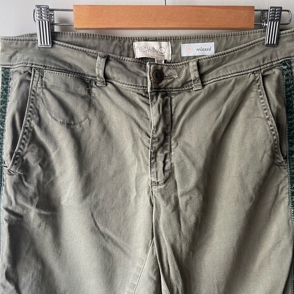 Chino by Anthropologie Women's Pants Ribbon Side Stripe Size 27 Relaxed Green - Picture 3 of 10